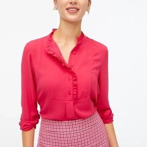 J. Crew Factory Women's Pink Ruffle Blouse